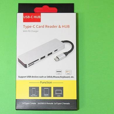 Хаб разветвитель TYPE-C Card Reader & HUB USB 3.0