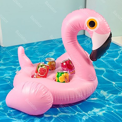 Пляжный надувной бар Фламинго 54x55x40 см с подстаканниками на 4 стаканчика для напитков в бассейн