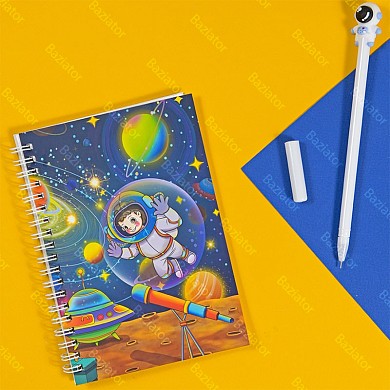 Детский подарочный набор блокнот A5MINI для записей в клетку с ручкой для девочек и мальчиков Космос