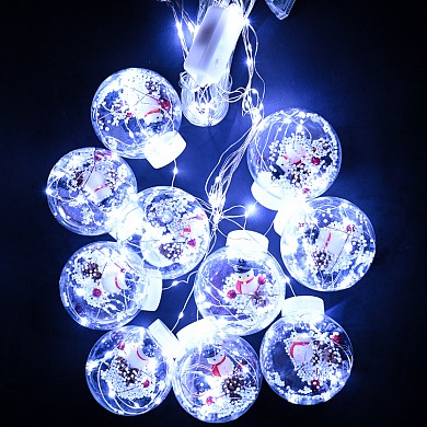 Новогодняя гирлянда светодиодная штора Шарики с Рождественским декором Дед Мороз 3 x 1 м 8 режимов