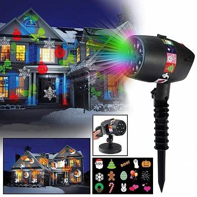 картинка Лазерный праздничный новогодний светильник проектор Slide Shower Slide Show (12 слайдов)