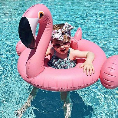 Детский надувной круг с трусами для плавания и спинкой Фламинго Pink Flamingo