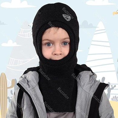 Детская шапка шлем для ребенка на мальчика демисезонная теплая на осень-весну однотонная