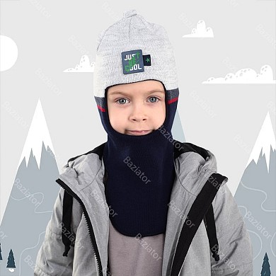 Детская шапка шлем для ребенка мальчика демисезонная теплая на осень в полоску Just be cool
