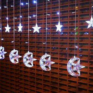 Новогодняя светодиодная гирлянда штора Звезда в месяце 3 х 1 м