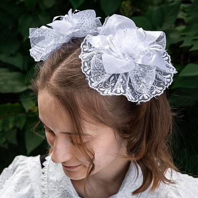 Большие праздничные школьные банты для волос для девочки в форме цветка 2 шт. на резинке