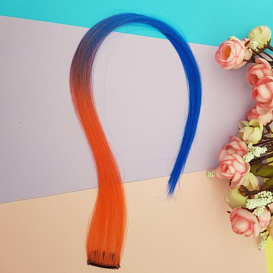 Канекалон длинная цветная накладная прядь для волос на заколке 50 см.