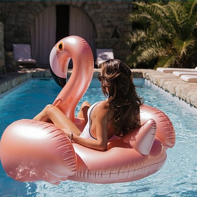Пляжный надувной матрас для плавания Фламинго Pink Gold Flamingo розовое золото