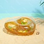 Пляжный надувной подстаканник для напитков в бассейн Сердце прозрачное с блестками