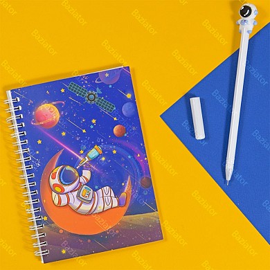 Детский подарочный набор блокнот A5MINI для записей в клетку с ручкой для девочек и мальчиков Космос