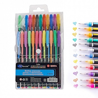 Набор гелевых ручек 24 шт. Color Gel Pen 1,0 мм неоновые цвета, ароматизированные, с блестками