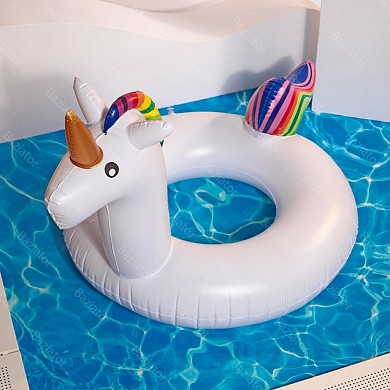 Пляжный надувной круг Единорог для плавания Unicorn с радужной гривой