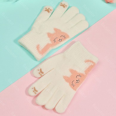 Перчатки детские для девочки и мальчика демисезонные осень Котик
