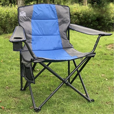 Стул складной туристический Кресло CAMP для дачи и кемпинга с карманом, подстаканником и чехлом