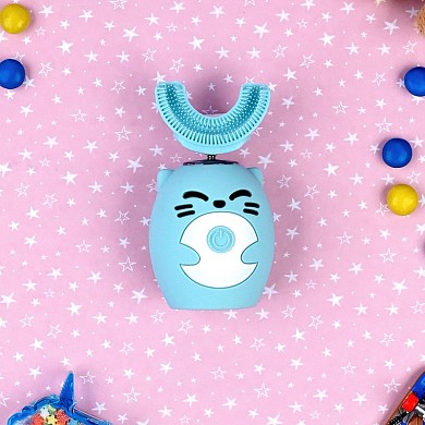 Электрическая силиконовая детская зубная щётка-капа Kitty Smart U со стаканом