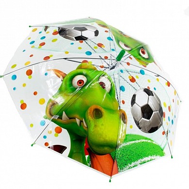 Зонт трость детский для мальчиков и девочек «Мультфильм» прозрачный со свистком полуавтомат
