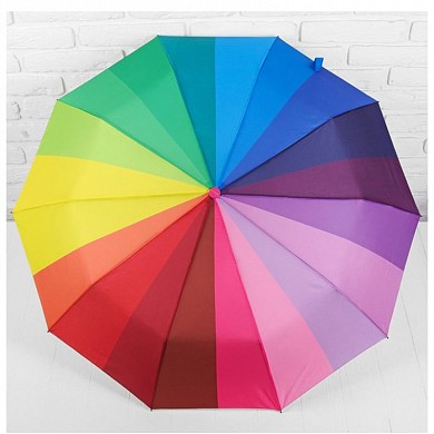 Зонт женский складной полуавтомат Sponsa "Радуга" с радужной расцветкой