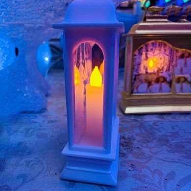 Декоративный новогодний фонарь с подсветкой и рисунком 13 см