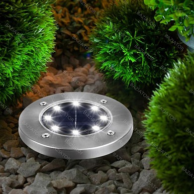 Садовый светильник уличный на солнечных батареях Disk Lights 8 LED IP65 1 шт для дачи и сада