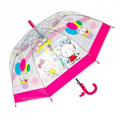 Зонт детский прозрачный Rain Lucky со свистком для мальчиков и девочек с животными и человечками