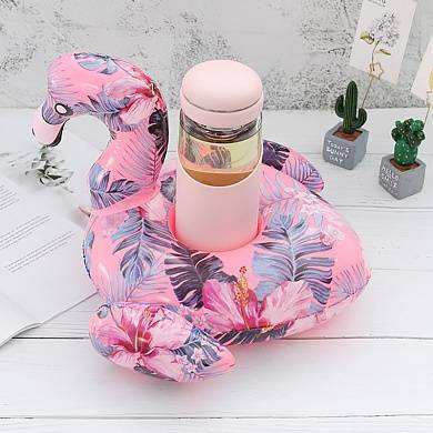 картинка Надувной подстаканник цветочный фламинго розовый