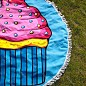 Круглое пляжное покрывало-коврик с бахромой 150 см (микрофибра) Beach Towel Кекс