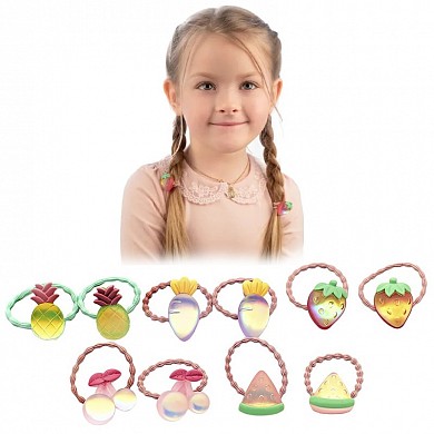 Комплект детских резинок для волос "Перламутровые фрукты и ягоды" 10 шт.