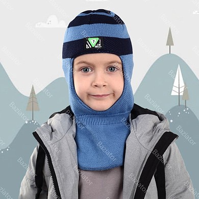картинка Детская шапка шлем для ребенка мальчика демисезонная теплая на осень в полоску