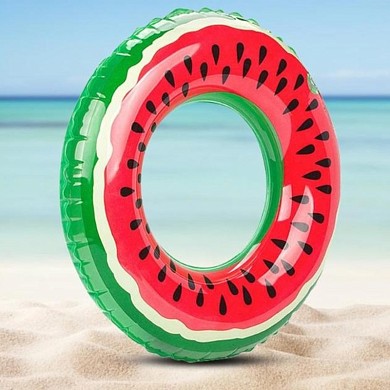 Пляжный надувной круг для плавания прозрачно-красный Арбуз Watermelon для детей