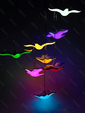 картинка Новогодняя светодиодная гирлянда Неоновые Птицы 3 метра 8 птиц с подвесами светильник ночник детский