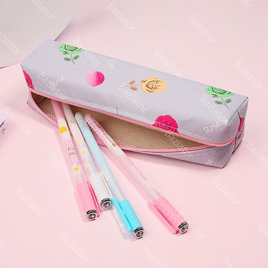Пенал косметичка школьный канцелярский для кистей ручек карандашей для девочек подростков Розы 
