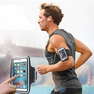 картинка Универсальный спортивный чехол для смартфона на руку с функцией распознавания отпечатка