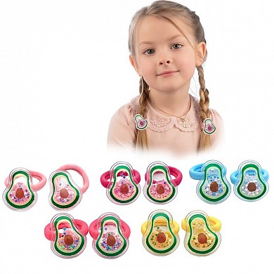 картинка Комплект детских резинок для волос "Авокадо" прозрачных с блестками внутри 10 шт.