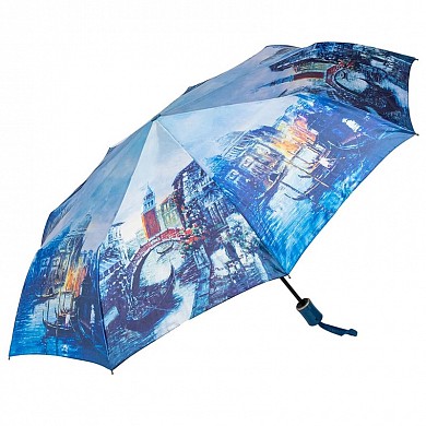 Зонт женский автомат Frei Regen глянцевый "Города мира в акварели"
