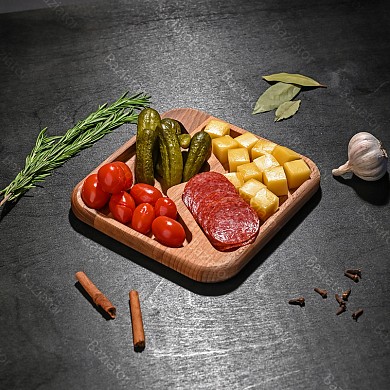 Менажница деревянная секционная / Поднос для сервировки из бука / Тарелка для фруктов, орехов и сыра