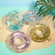картинка Пляжный надувной подстаканник для напитков в бассейн Прозрачный круг с блестками