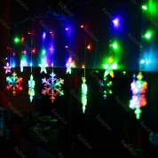 картинка Новогодняя светодиодная гирлянда штора Снежинки 3 метра c контроллером / без контроллера с коннектор