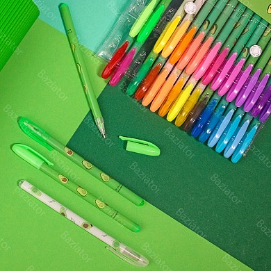 Набор детских цветных ароматизированных гелевых ручек с блестками для мальчиков и девочек Авокадо
