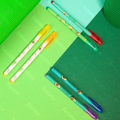 Набор детских цветных ароматизированных гелевых ручек с блестками для мальчиков и девочек Авокадо